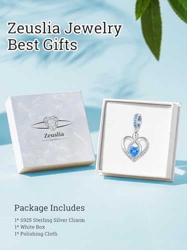 Heart Birthstone Charms for Bracelets, 925 Sterling Silver Women Bead Charms for Charm Bracelets Necklace, Mother's Day Birthday Anniversary Jewelry Gifts for Wife Mom Grandma Daughter - style: Dangle - Dec - Topaz