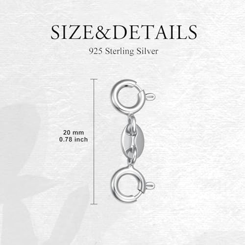 925 Sterling Silver Lobster Clasp for DIY Necklace Bracelet Jewelry Making, Double Spring Clasp with Closed Jump Rings, Necklace Extender Clasp Connector Bracelet Extension (Style 12) - style: Style 12