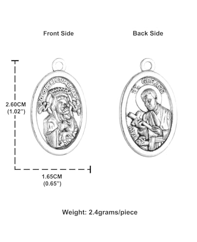 Saint Therese of Lisieux/Saint Mother Teresa of Calcutta/Divine Mercy Jesus/Mater Dolorosa Patron Saint Medal Charm Pendant for DIY Rosary Necklace Bracelet Jewelry Making Part - color: 30pcs-Our Lady of Perpetual Help