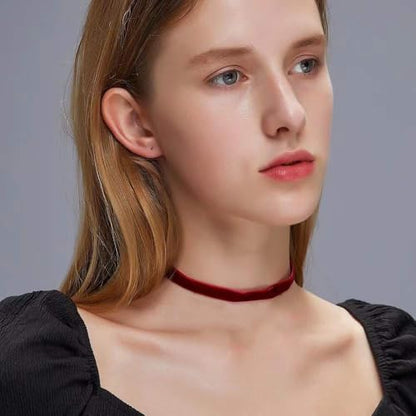 Black Choker Necklaces for Women 90s Red Black Velvet Choker Necklace Thick Thin Chocker Tube Heart Circle Choker Necklace Lace Tatto Collar Necklace Goth Choker Jewelry - style: B1-1