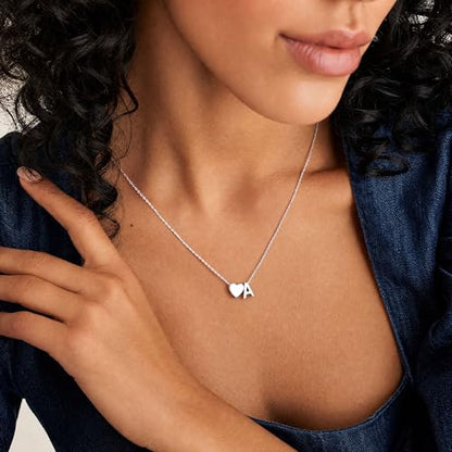 Turandoss S925 Sterling Silver Initial Necklaces for 5-16 Years Old Girls | Dainty Teen Girl Gifts Trendy Stuff Heart Initial A-Z Necklaces Personalized Birthday Jewelry Gifts for Girls - color: D