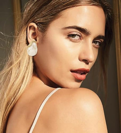 Acrylic Earrings for Women Irregular Resin Drop Earrings Metal Waterdrop Earring - color: White