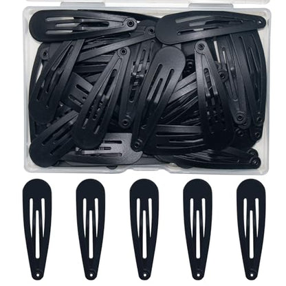 ELANE 50 Pcs Waterdrop Snap Hair Clips for Women Girl,Cute Hair Barrettes for Women Fine Thin Hair Accessories (Black) - color: Black