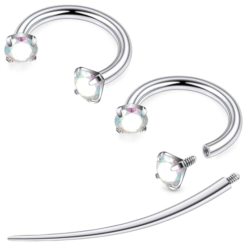 F136 Titanium 20/18/16/14g Horseshoe Nose Septum Lip Ear Rings Piercings 8/10/12mm Cartilage Helix Daith Earrings Jewelry for Women Men - color: AB, size: 14g*3/8in(10mm)