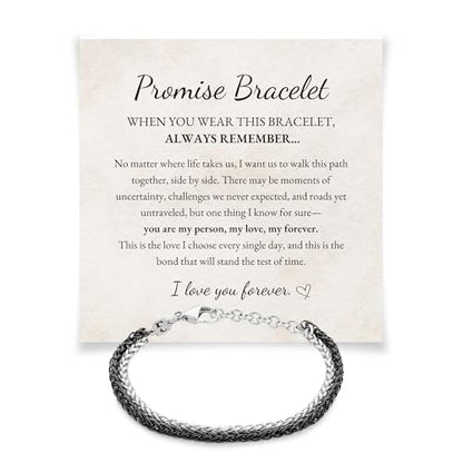 Mens Bracelet - Stainless Steel, Non Tarnish Rope Chain Bracelets, Stylish Fathers Day Gift for Dad, Husband, Boyfriend. - color: Silver & Black - Promise