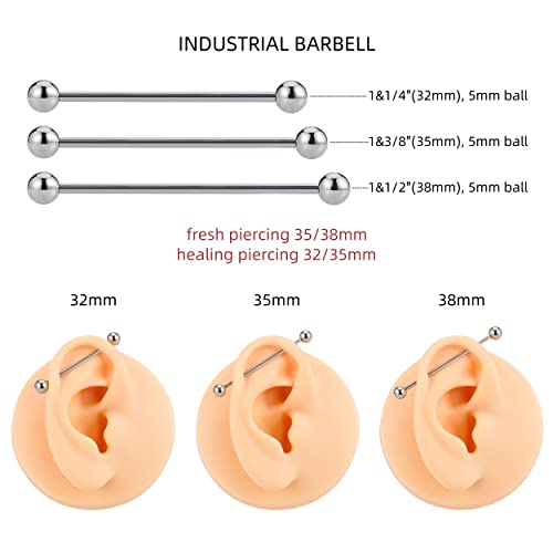 14G ASTM F136 Titanium Straight Barbell Rings for Nipple/Tongue/Dimply/Industrial - Internally Threaded Hypoallergenic Body Piercing Jewelry Gift for Women & Men, Nickel Free, Lead-Free - color: 14G(1.6mm), 9/16"(14mm), 5mm top