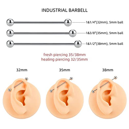 14G ASTM F136 Titanium Straight Barbell Rings for Nipple/Tongue/Dimply/Industrial - Internally Threaded Hypoallergenic Body Piercing Jewelry Gift for Women & Men, Nickel Free, Lead-Free - color: 14G(1.6mm), 9/16"(14mm), 5mm top