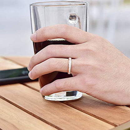 Vakki 4mm 6mm Womens Rose Gold Tungsten Carbide Ring with Mother of Pearl Shell/Marble Inlaid Wedding Band Comfort Fit Size 5-12 - color: D-4mm-Rose Gold & Marble