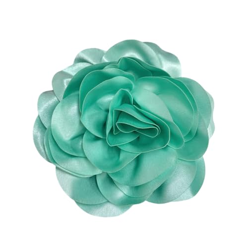 Satin Fabric Rose Flower Extra Large Big Brooches Lapel Pins Silk Camellia Oversized Pin for Women Wedding Party Dance Banquet Dresses Suit Clothes Accessories Jewelry Gifts 7.5in - color: Mint green