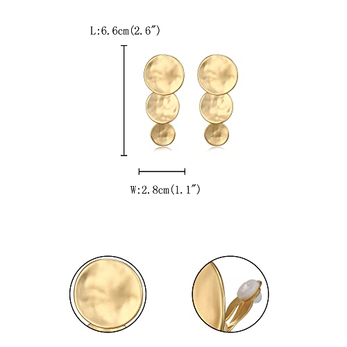FANZE 2-3 Pairs Clip on Earrings Drop Earrings Set,Big Matte Gold Earrings Statement Earrings Jewelry Gift for Women - color: Set-7