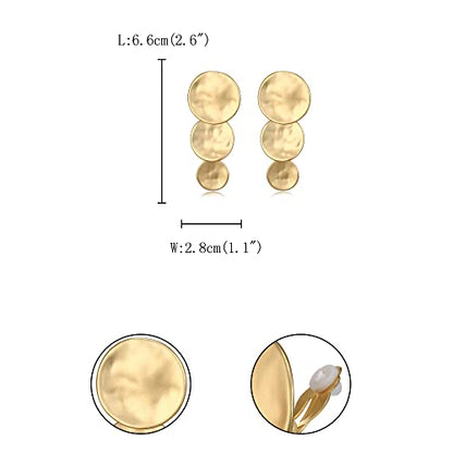 FANZE 2-3 Pairs Clip on Earrings Drop Earrings Set,Big Matte Gold Earrings Statement Earrings Jewelry Gift for Women - color: Set-7