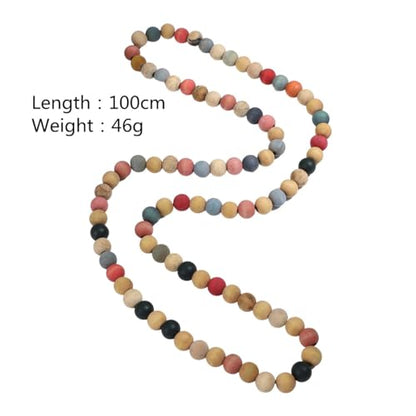 COLORFUL BLING 8MM Natural Wood Bead Necklace Africa Wooden Chain Statement Unisex Chunky Strand Necklaces Hip Hop Jewelry - color: mix