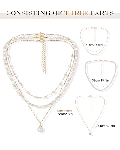 MJartoria Pearl Necklaces for Women, Dainty Layered Pearl Necklace Choker Trendy Jewelry Gifts for Wedding Birthdays Daily Wear - color: Gold