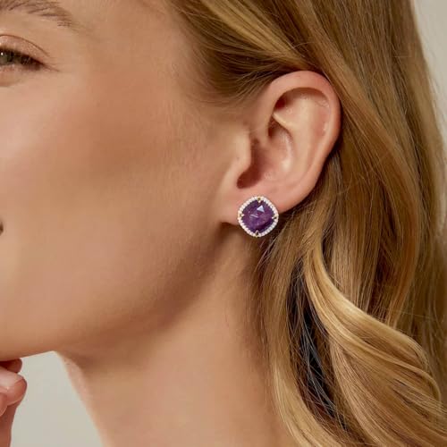 Amethyst Stud Earrings, Purple Earrings for February Birthstone Jewelry