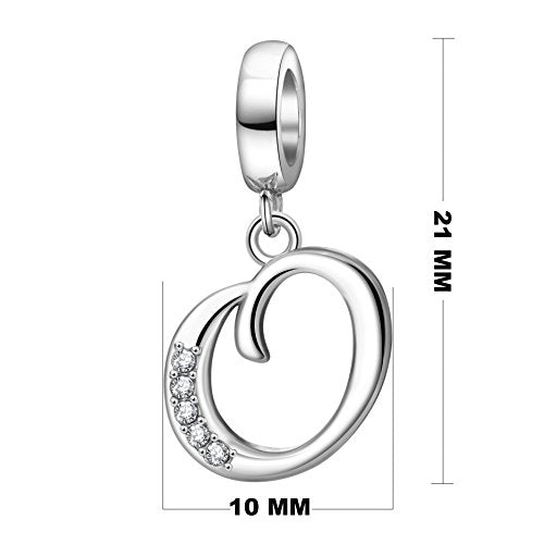 925 Sterling Silver Initial Charm fits Pandora, Gift for Mom Wife | Christmas,Birthday,Mother's Day, Anniversary, Valentine's Day - color: Letter O