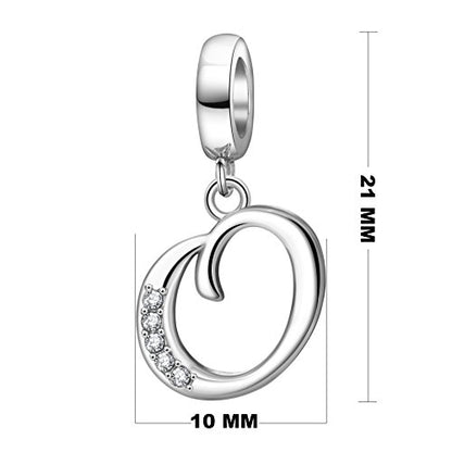 925 Sterling Silver Initial Charm fits Pandora, Gift for Mom Wife | Christmas,Birthday,Mother's Day, Anniversary, Valentine's Day - color: Letter O
