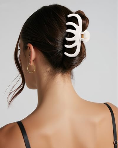 4 Pack Silicone Flexible Hair Claw Clips - Nonslip Large Bendable Soft Claw Clip for Women, Silicone Hair Clips Hair Accessories - color: Pink+White+Pink+White