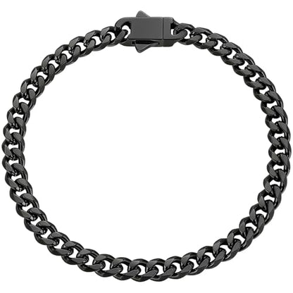 Fiusem Cuban link Mens Bracelet | 5mm/7mm/8mm Width, 7.1"/7.5"/7.9" Length Stainless Steel Bracelets for Men - color: 5mm width-black, size: 7.1 inches