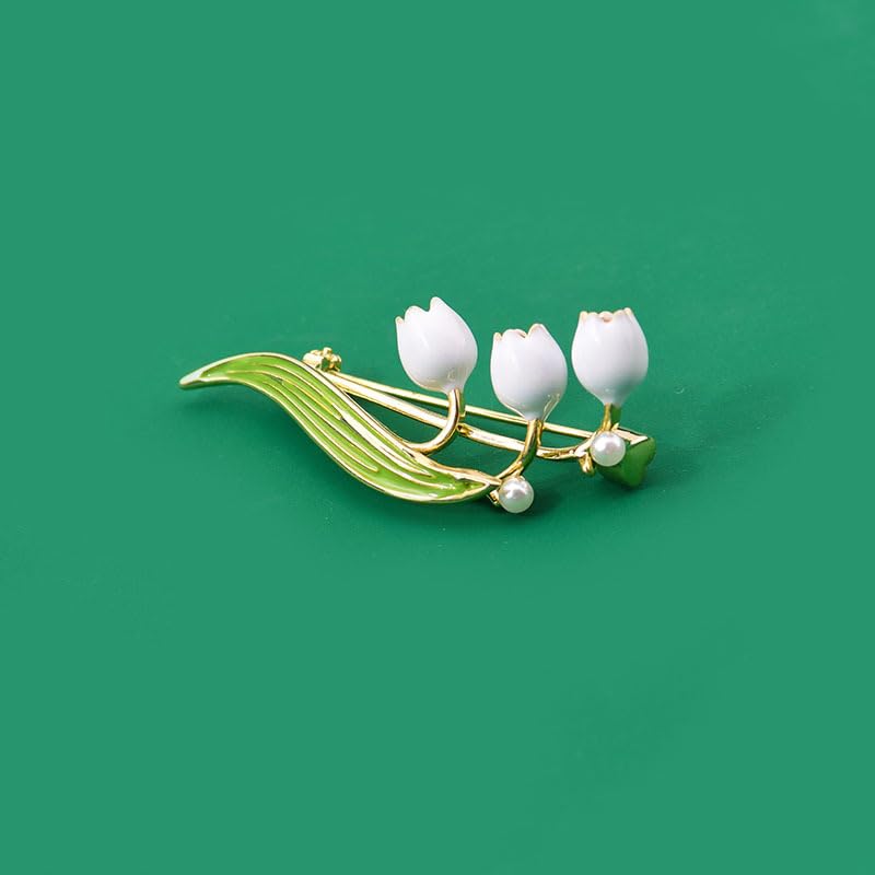 Flower Brooch for Women Rhinestone Pearl Zirconia Flower Lapel Pin Birthday Holiday Gift for Mother Wife Girlfriend - color: 08 Lily of the Valley-1