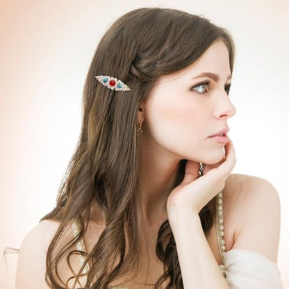 A Pair Wedding Hair Clips, Handmade Floral Design Crystal Hair Clips Pearl Barrettes, Rhinestones Flower Clips Pearl Headpieces Hair Pins Hair Accessories for Women Girls (White Pearl) - color: White Pearl