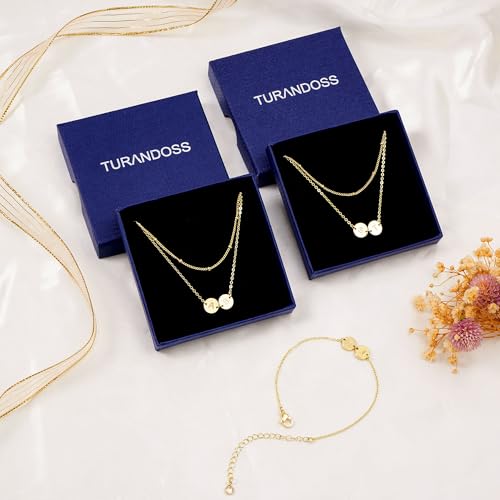 Initial Bracelets for Women Girls Trendy, Dainty 14K Gold Plated 2 Initial A-Z Disc Stacked Layered Bracelet Set Personalized Friendship Birthday Gifts Jewelry for Daugther Girls - color: CJ