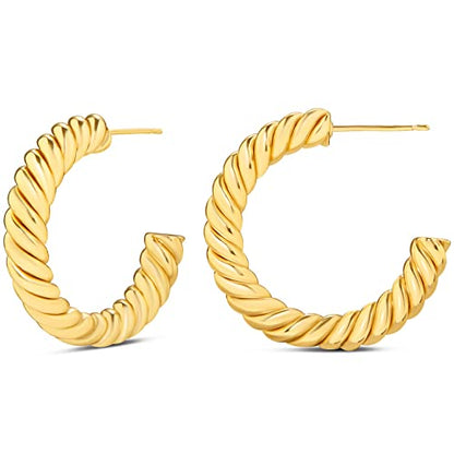 Amazon Essentials Sterling Silver Twisted Rope Hoop - color: Yellow Gold, size: 30 mm
