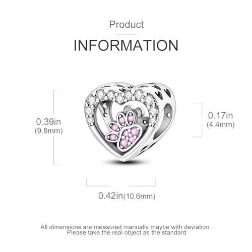 925 Sterling Silver Charm for Bracelet Necklace Women Dangle Pendant Beads | Love Faith Mom Ocean travel Butterfly Party Charm Beads Pendants DIY Jewelry Gift - color: love paw print charm