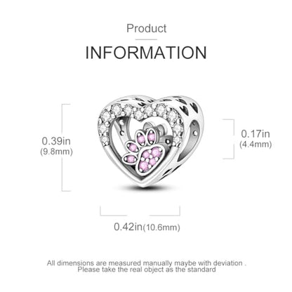 925 Sterling Silver Charm for Bracelet Necklace Women Dangle Pendant Beads | Love Faith Mom Ocean travel Butterfly Party Charm Beads Pendants DIY Jewelry Gift - color: love paw print charm