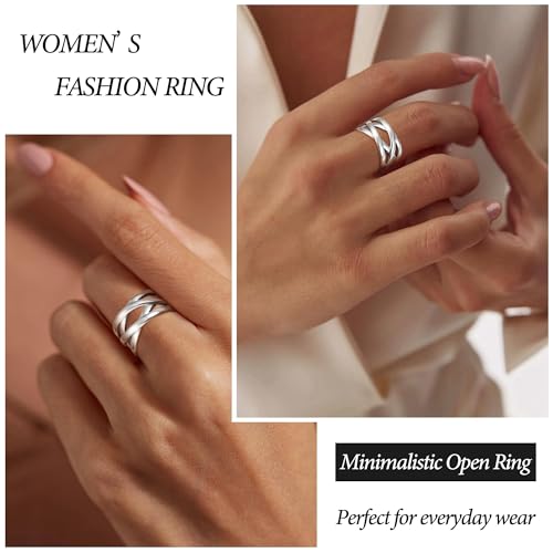 Adjustable 925 Sterling Silver Celtic Knot Rings Open Knuckle Ring Women | Thumb Finger Rings Minimalist Cross Line Band Rings