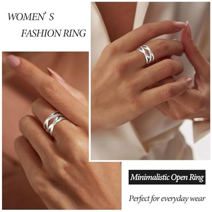 Adjustable 925 Sterling Silver Celtic Knot Rings Open Knuckle Ring Women | Thumb Finger Rings Minimalist Cross Line Band Rings