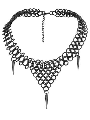 Sacina Chunky Spike Choker, Gothic Emo Punk Grunge Necklace, Goth Jewelry - color: Black