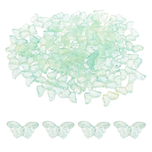 PATIKIL Butterfly Beads, 100Pcs Crystal Butterfly Beads Translucent Czech Glass Beads Spacer Bead for DIY Jewelry Making Bracelets Necklace - color: Green Yellow