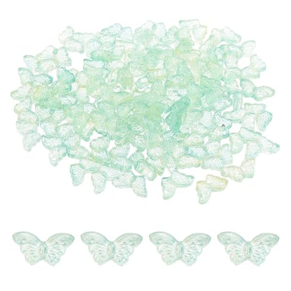 PATIKIL Butterfly Beads, 100Pcs Crystal Butterfly Beads Translucent Czech Glass Beads Spacer Bead for DIY Jewelry Making Bracelets Necklace - color: Green Yellow