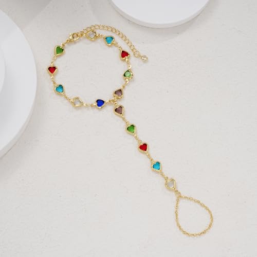 3PCS 14K Gold-Plated Hand Chain Bracelets for Women, Stack Bracelets Set Adjustable, Trendy Dainty Ring Bracelet Hand Chain - color: gold-5-stack