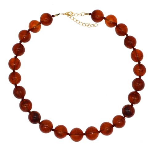 JNF Chunky Beaded Necklaces Women Large Big Ball Bead Choker Necklace Bold Statement Beads jewelry Gift - color: amber
