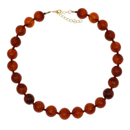 JNF Chunky Beaded Necklaces Women Large Big Ball Bead Choker Necklace Bold Statement Beads jewelry Gift - color: amber