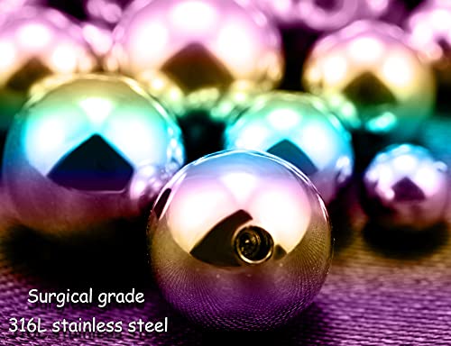 Prjndjw 25Pcs 14G 16G Replacement Balls internal thread & Externally Threaded Surgical Steel Balls Industrial Barbell Tongue Nipple Belly Button Eyebrow Rook Piercing Rings Parts 3MM-8MM - color: 25Pcs-14G-Mixed Color