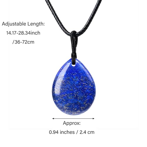 Teardrop Gemstone Necklaces for Women, Healing Crystal Pendant Necklace Birthstone Jewelry for Women - color: Lapis Lazuli