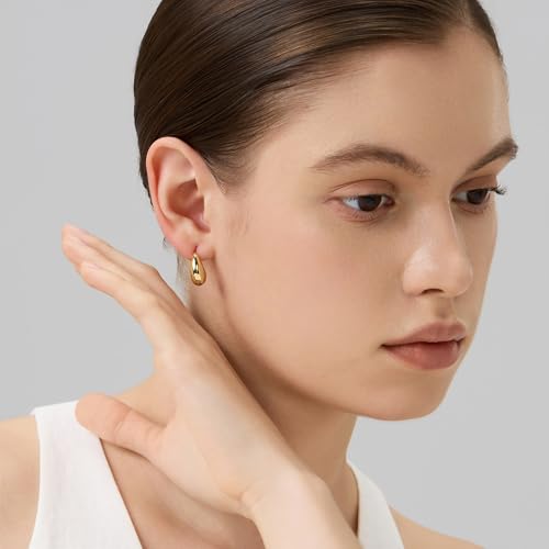 18K Gold Plated Huggie Hoop Earrings for Women, 925 Sterling Silver Post, Hypoallergenic Small Earrings - color: Curved Mini Hoops