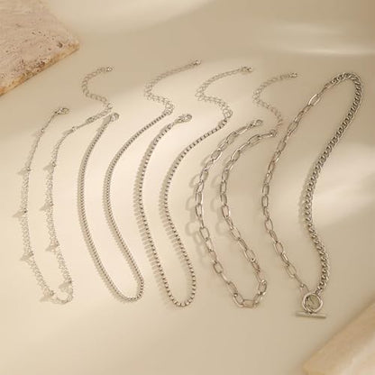 Gold Stack Necklace Chunky Necklaces for Women Trendy Coin Pendant Long Necklaces Western Jewelry for Women Cowgirl Cowboy Chic Country Outfit Boho Accessories Birthday Jewelry Gifts - color: F Silver Layered Necklaces Set