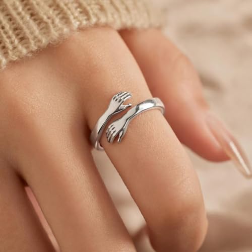 To My Daughter Hug Ring For Hope Rings, Inspirational Stainless Steel Engarved With Always With You Message Adjustable Ring for Women Non Tarnish Jewelry Gift for Her Birthday Christmas - color: Always With You-A