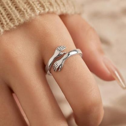To My Daughter Hug Ring For Hope Rings, Inspirational Stainless Steel Engarved With Always With You Message Adjustable Ring for Women Non Tarnish Jewelry Gift for Her Birthday Christmas - color: Always With You-A