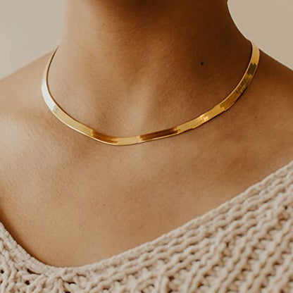 CHESKY Gold Necklace for Women 14K Plated/S925 sterling silver Snake Chain | Dainty Gold Necklace,Thin Chunky Chain,Simple Choker Necklaces for Women,Non tarnish Trendy Jewelry, Gifts for Women - color: gold, style: 5mm 14 inch snake