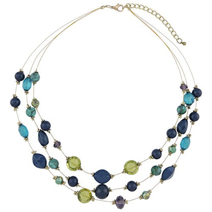 Coiris 3 Layers Illusion Wire Beaded Statement 19.5" Necklace for Women - color: N0005