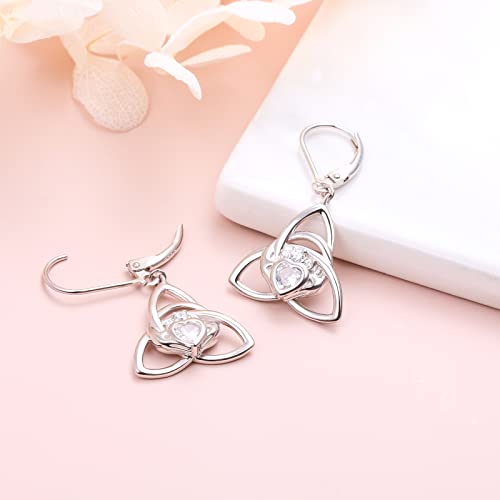 S925 Sterling Silver Celtic Knot Earrings for Women Irish Good Luck Drop Dangle Hook Earrings - style: Dangle Leverback - Celtic Claddagh