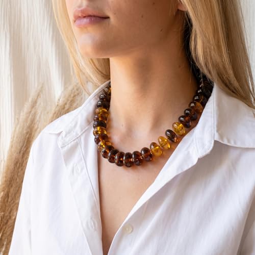 Elegance 11 designs Colorful Chunky Beaded Necklace for Women,Thick Acrylic Disc Bead Choker Statement Necklace Cute Trendy Necklaces Jewelry Gifts for Women - color: Amber
