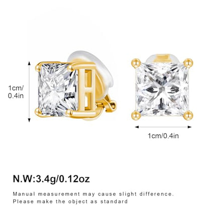 FAMARINE CZ Clip on Earrings for Women Clip Earring Non-pierced Earrings - style: Big Square