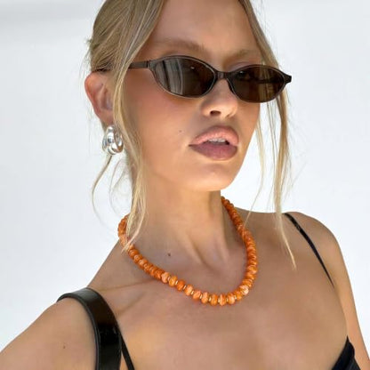 Chunky Beaded Necklace for Women, Colorful Trendy Statement Summer Jewelry Gift - color: necklace-38