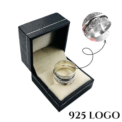 Anxiety Relief 925 Sterling Silver Spinner Ring Fidget Single Band Ring - style: Floral Single Band