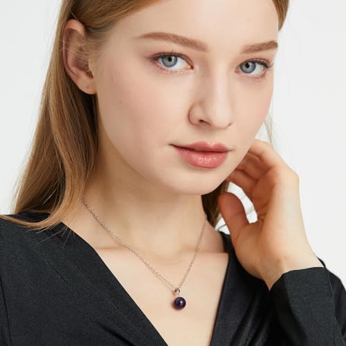Natural Jade Necklace for Women Sterling Silver Adjustable Handmade Green Jade Pendant Necklaces Healing Crystal Necklace Good Luck Gift for Her - style: Amethyst Necklace